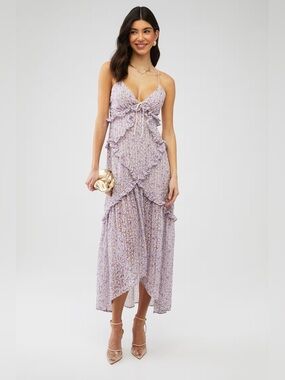 For Love & Lemons Cayne Floral Maxi Dress Size Large NWT Lavender